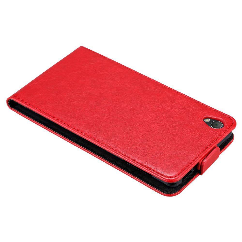Cadorabo Hülle für Sony Xperia Z3 Schutz Hülle in Rot Flip Etui Handyhülle Case Cover