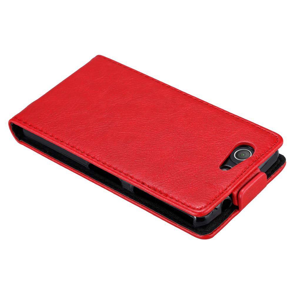 Cadorabo Hülle für Sony Xperia Z3 COMPACT Schutz Hülle in Rot Flip Etui Handyhülle Case Cover