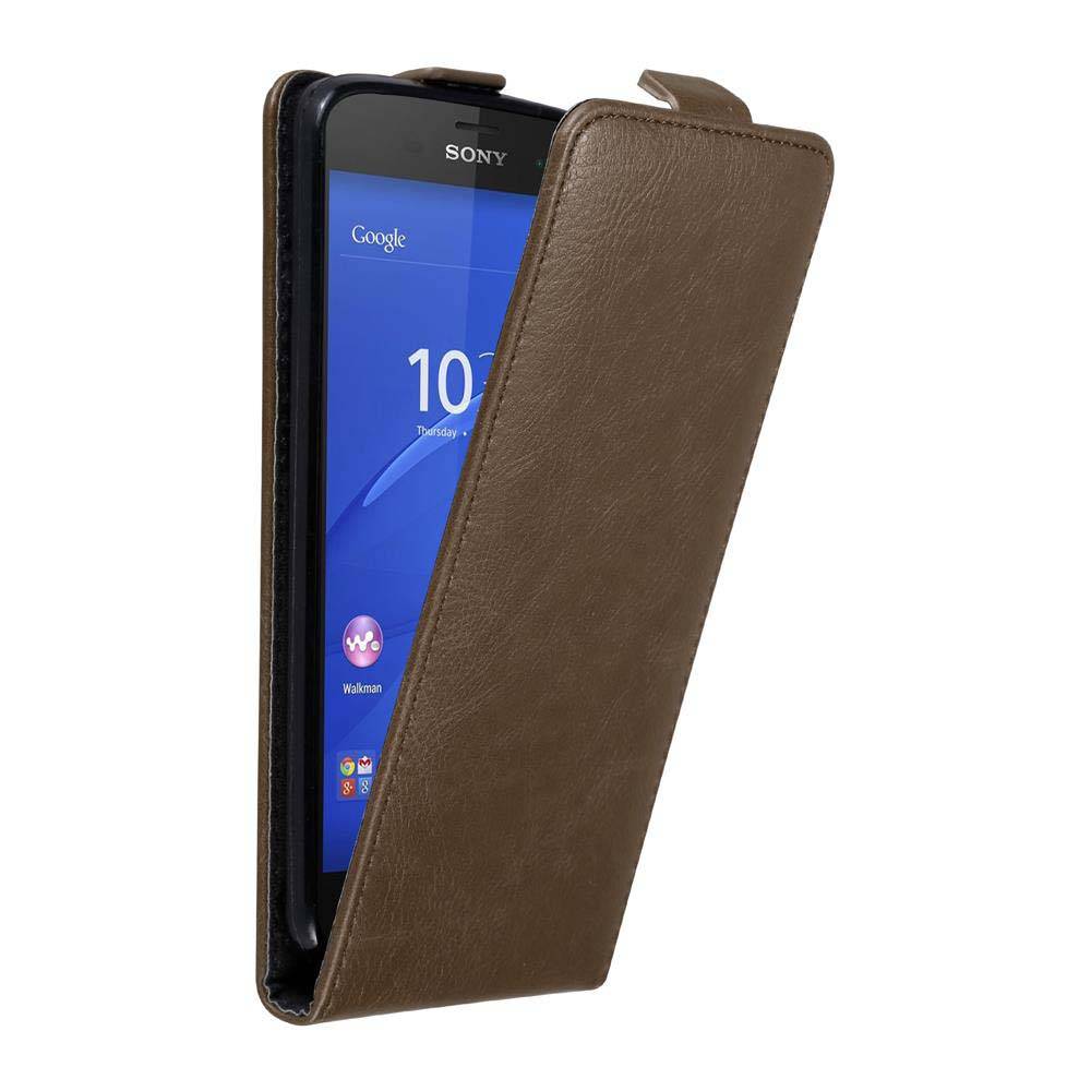 Cadorabo Hülle für Sony Xperia Z3 COMPACT Schutz Hülle in Braun Flip Etui Handyhülle Case Cover