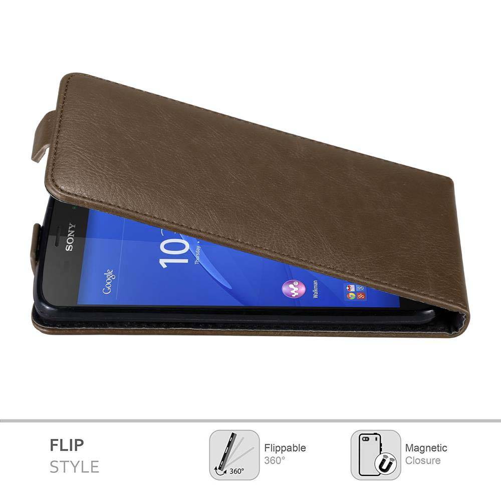 Cadorabo Hülle für Sony Xperia Z3 COMPACT Schutz Hülle in Braun Flip Etui Handyhülle Case Cover