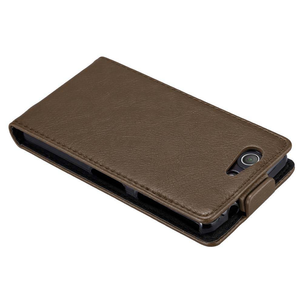 Cadorabo Hülle für Sony Xperia Z3 COMPACT Schutz Hülle in Braun Flip Etui Handyhülle Case Cover