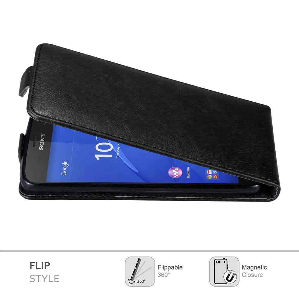 Cadorabo Hülle für Sony Xperia Z3 COMPACT Schutz Hülle in Schwarz Flip Etui Handyhülle Case Cover