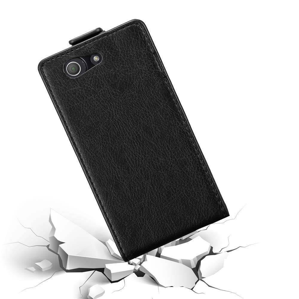 Cadorabo Hülle für Sony Xperia Z3 COMPACT Schutz Hülle in Schwarz Flip Etui Handyhülle Case Cover