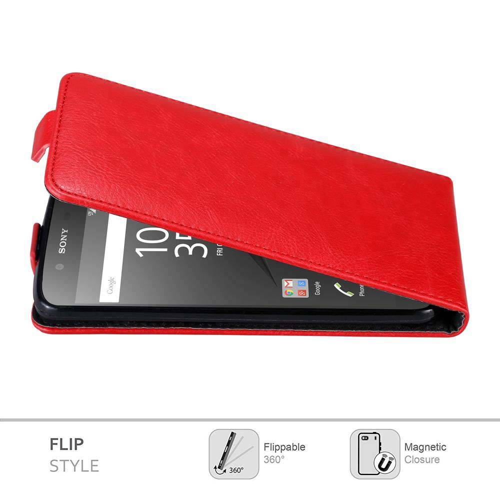 Cadorabo Hülle für Sony Xperia Z5 Schutz Hülle in Rot Flip Etui Handyhülle Case Cover