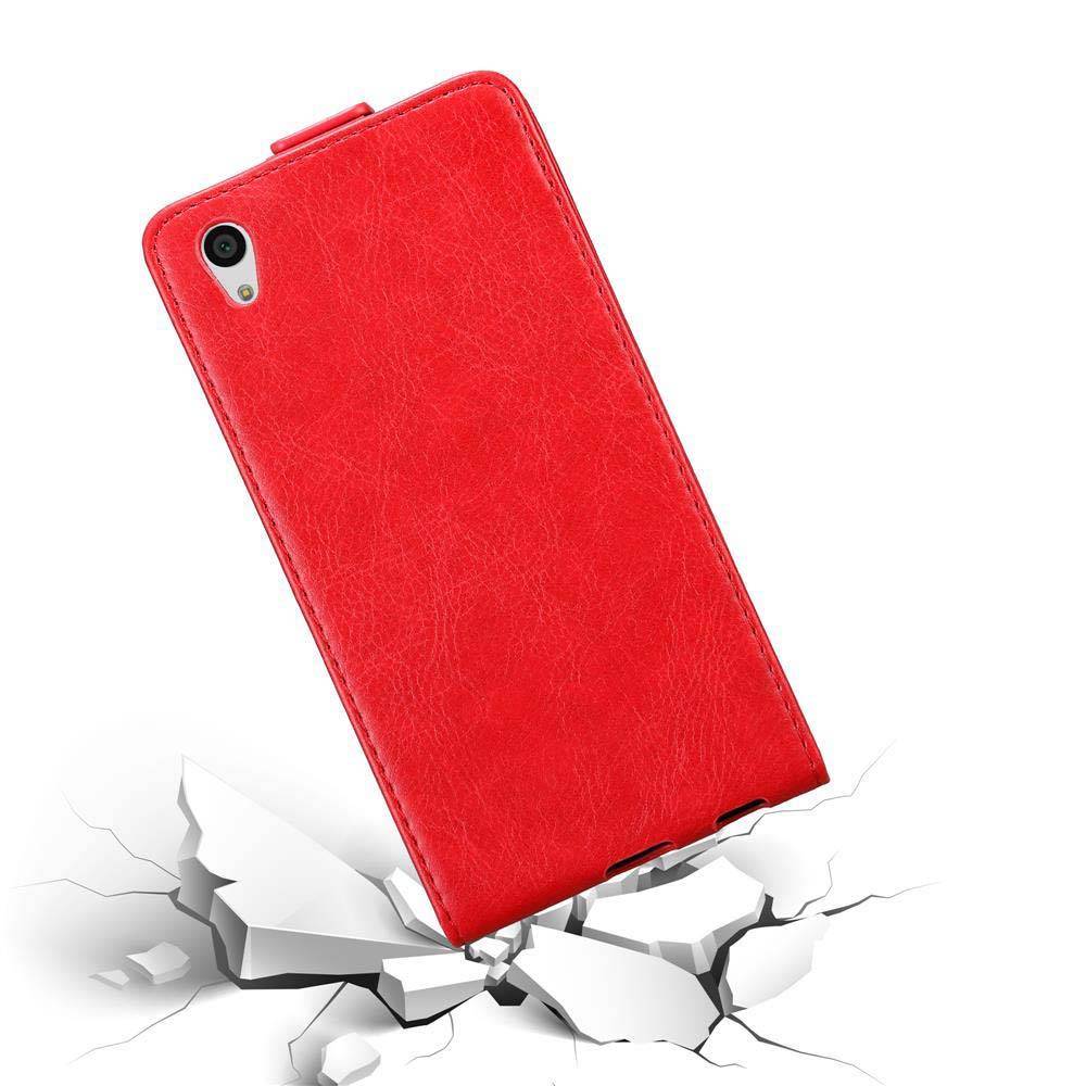 Cadorabo Hülle für Sony Xperia Z5 Schutz Hülle in Rot Flip Etui Handyhülle Case Cover