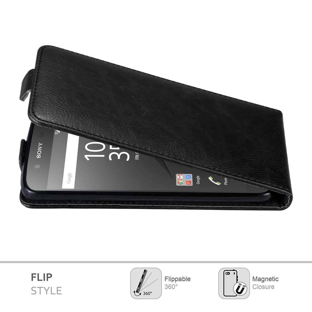 Cadorabo Hülle für Sony Xperia Z5 Schutz Hülle in Schwarz Flip Etui Handyhülle Case Cover