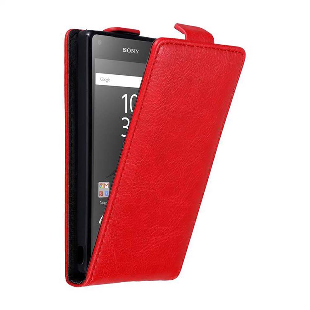 Cadorabo Hülle für Sony Xperia Z5 COMPACT Schutz Hülle in Rot Flip Etui Handyhülle Case Cover