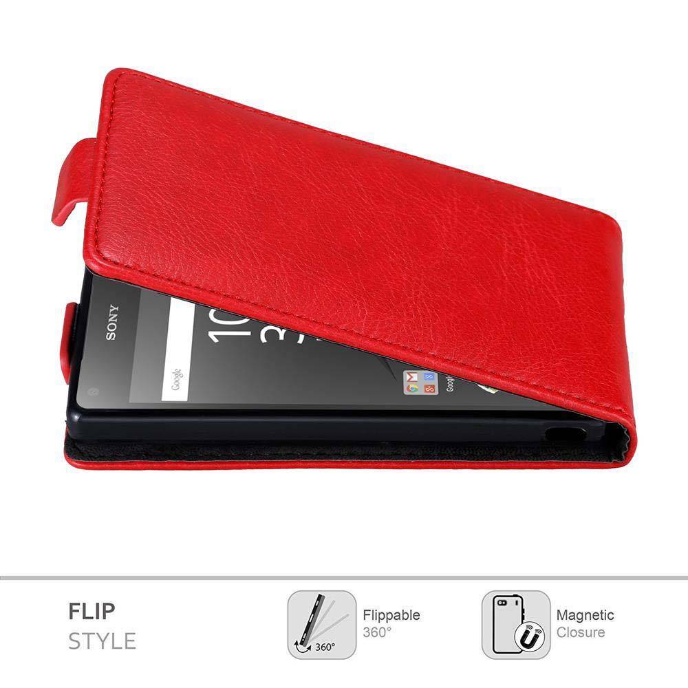 Cadorabo Hülle für Sony Xperia Z5 COMPACT Schutz Hülle in Rot Flip Etui Handyhülle Case Cover