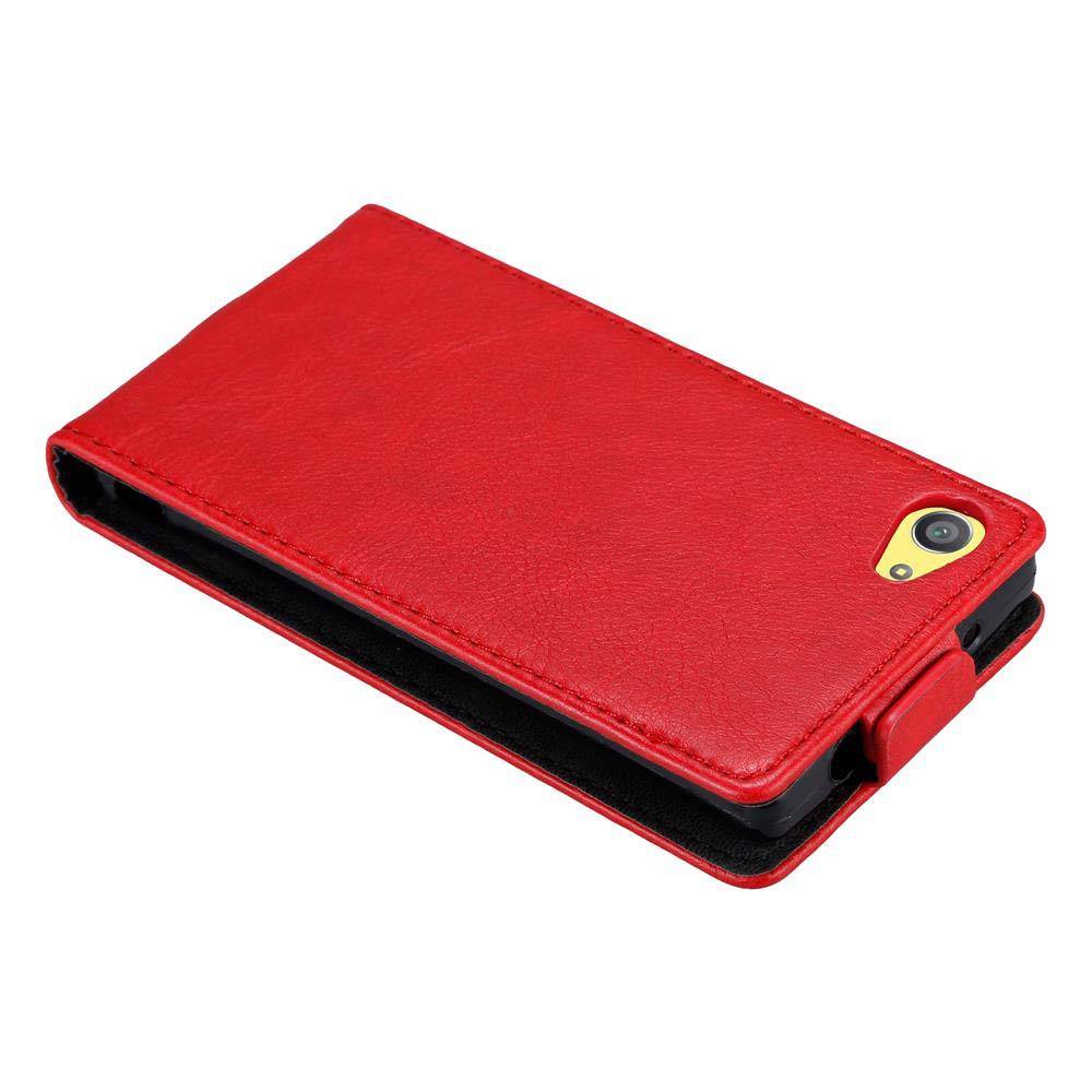 Cadorabo Hülle für Sony Xperia Z5 COMPACT Schutz Hülle in Rot Flip Etui Handyhülle Case Cover