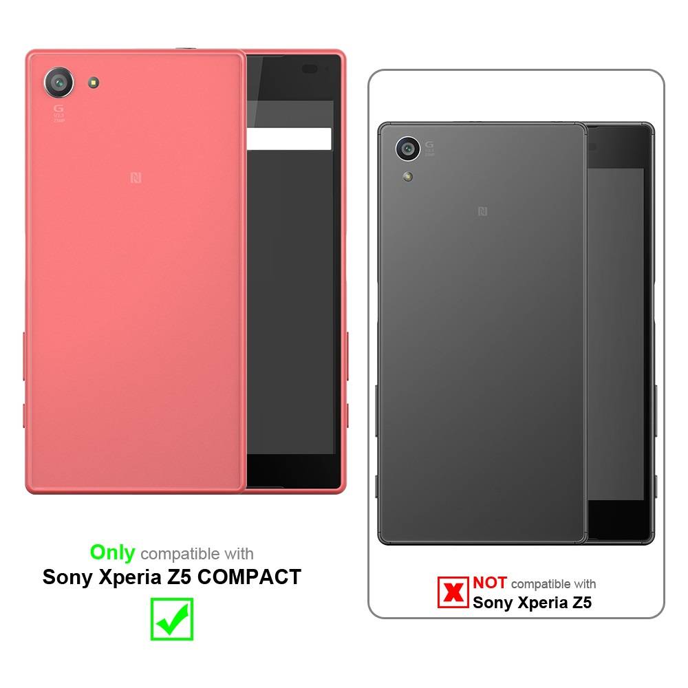 Cadorabo Hülle für Sony Xperia Z5 COMPACT Schutz Hülle in Rot Flip Etui Handyhülle Case Cover