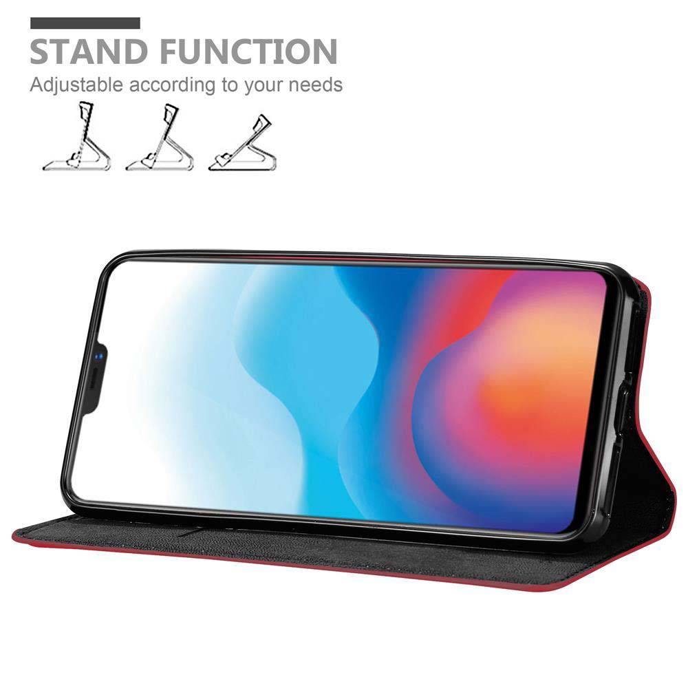 Cadorabo Hülle für Vivo X21 Schutz Hülle in Rot Handyhülle Etui Case Cover Magnetverschluss