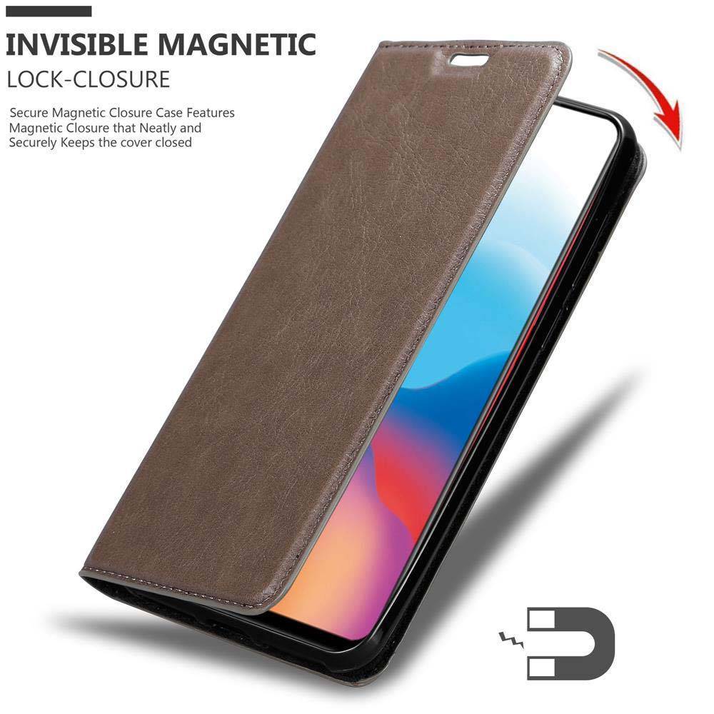 Cadorabo Hülle für Vivo X21 Schutz Hülle in Braun Handyhülle Etui Case Cover Magnetverschluss
