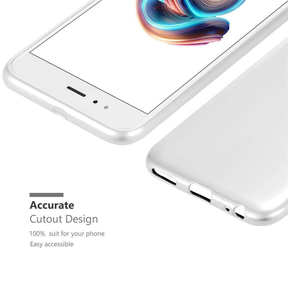 Cadorabo Schutzhülle für Xiaomi Mi A1 / Mi 5X Hülle in Silber Handyhülle TPU Silikon Etui Cover Case