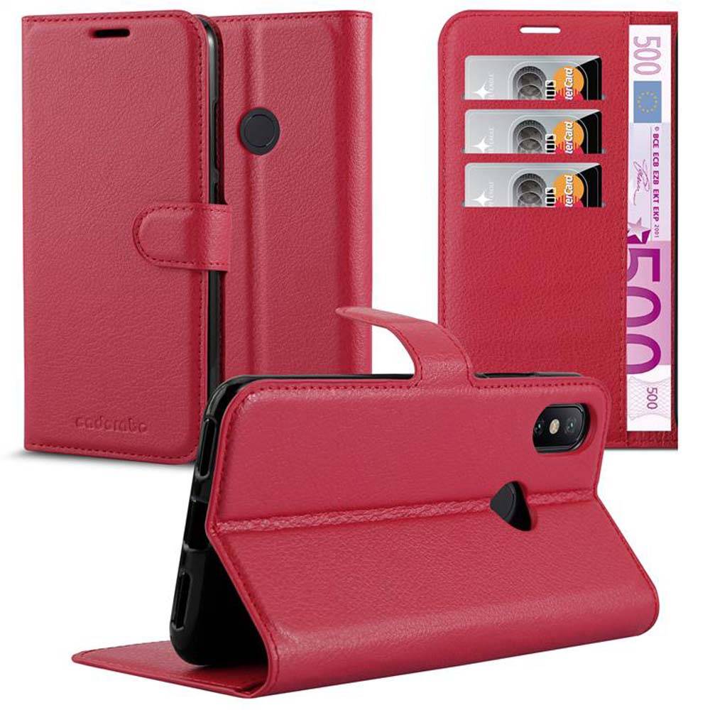 Cadorabo Hülle für Xiaomi Mi A2 / Mi 6X Schutz Hülle in Rot Handyhülle Etui Case Cover Magnetverschluss
