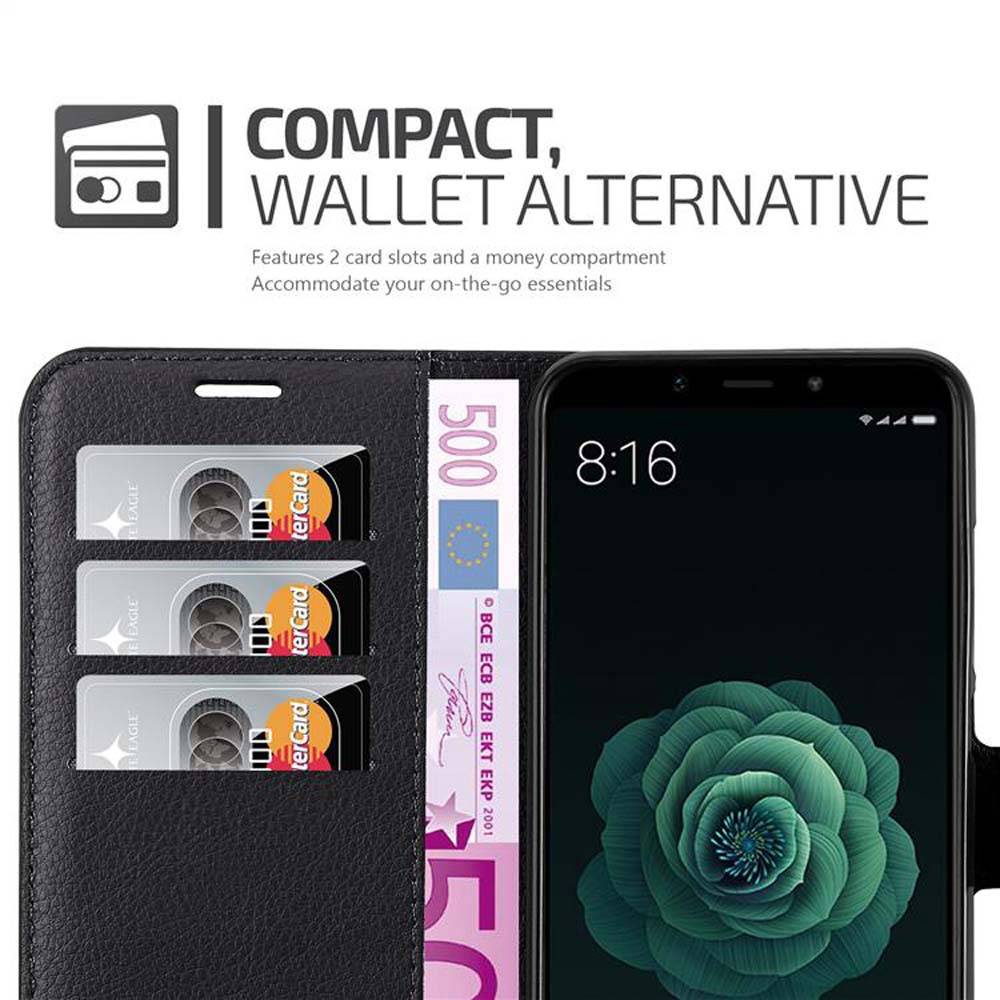 Cadorabo Hülle für Xiaomi Mi A2 / Mi 6X Schutz Hülle in Schwarz Handyhülle Etui Case Cover Magnetverschluss