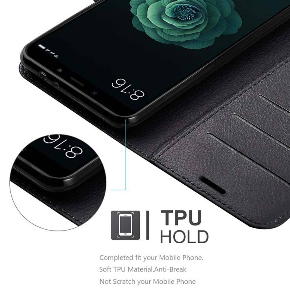 Cadorabo Hülle für Xiaomi Mi A2 / Mi 6X Schutz Hülle in Schwarz Handyhülle Etui Case Cover Magnetverschluss