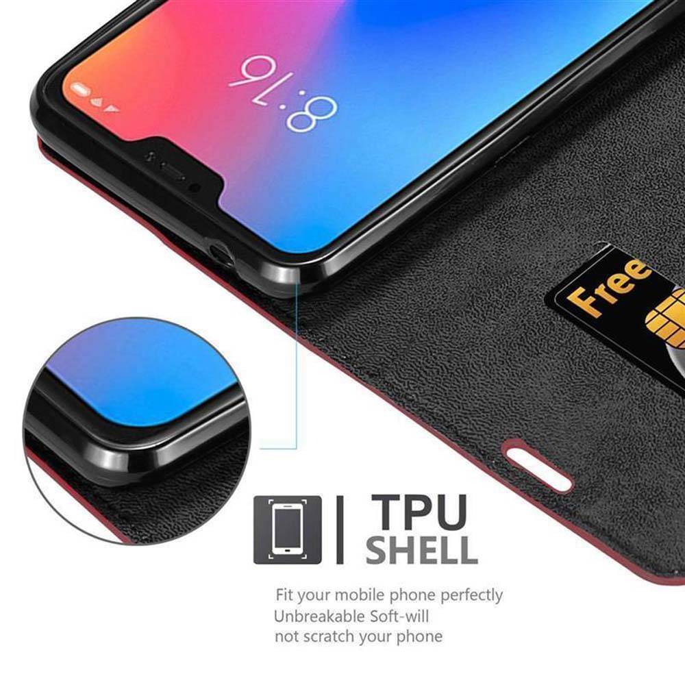 Cadorabo Hülle für Xiaomi Mi A2 LITE / RedMi 6 PRO Schutz Hülle in Rot Handyhülle Etui Case Cover Magnetverschluss