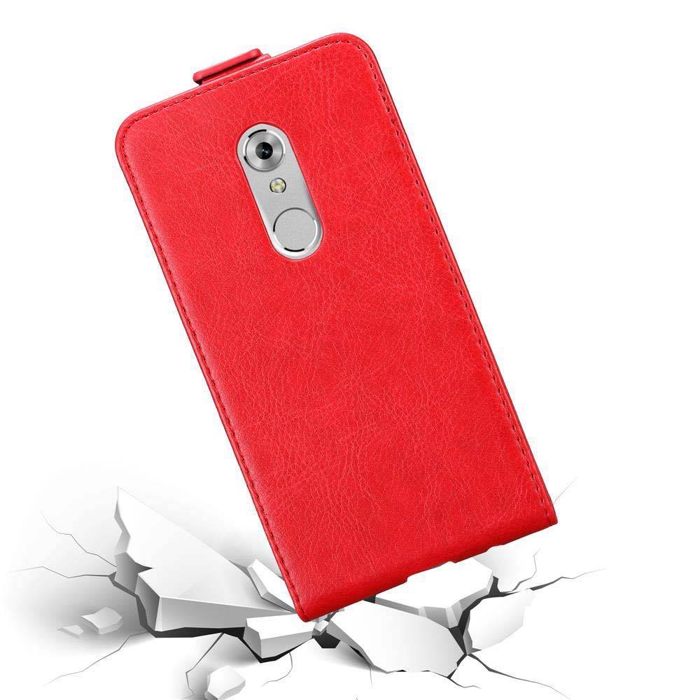 Cadorabo Hülle für ZTE Axon 7 Schutz Hülle in Rot Flip Etui Handyhülle Case Cover