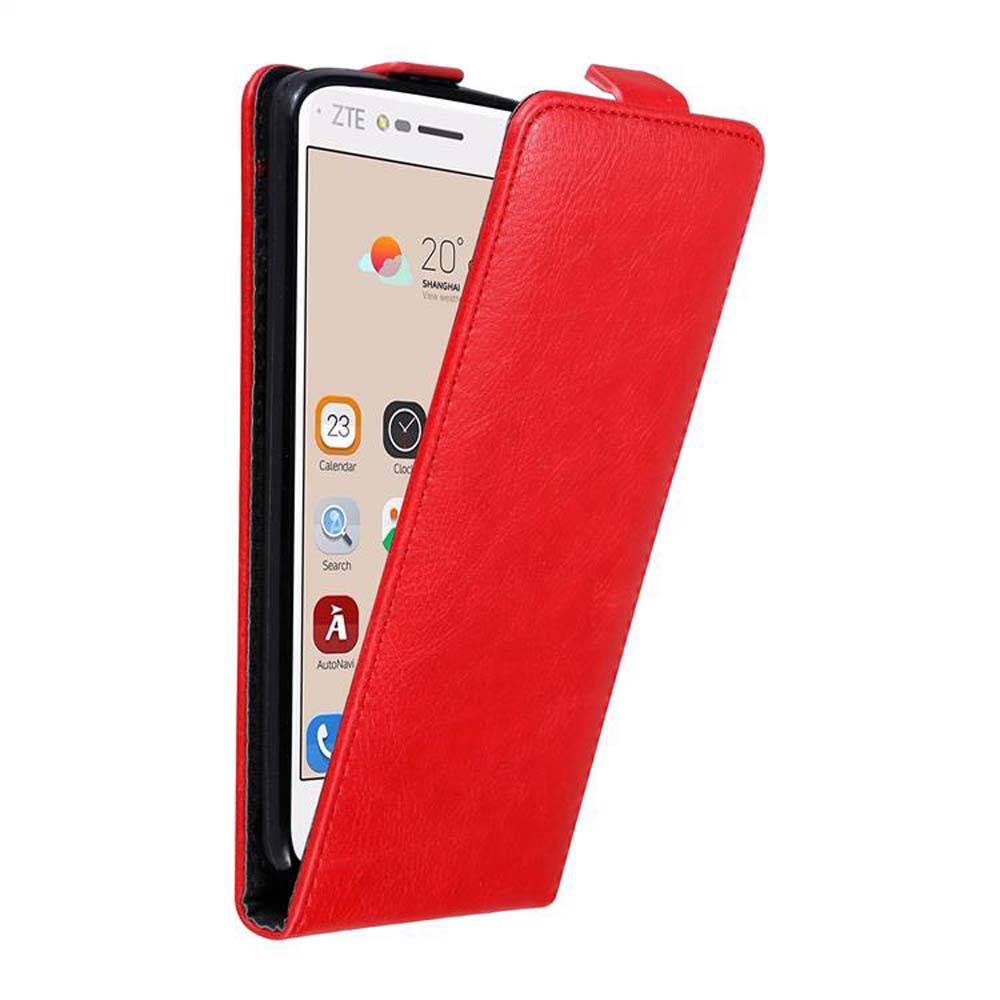Cadorabo Hülle für ZTE Blade V8 Schutz Hülle in Rot Flip Etui Handyhülle Case Cover