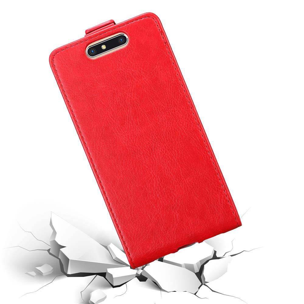 Cadorabo Hülle für ZTE Blade V8 Schutz Hülle in Rot Flip Etui Handyhülle Case Cover