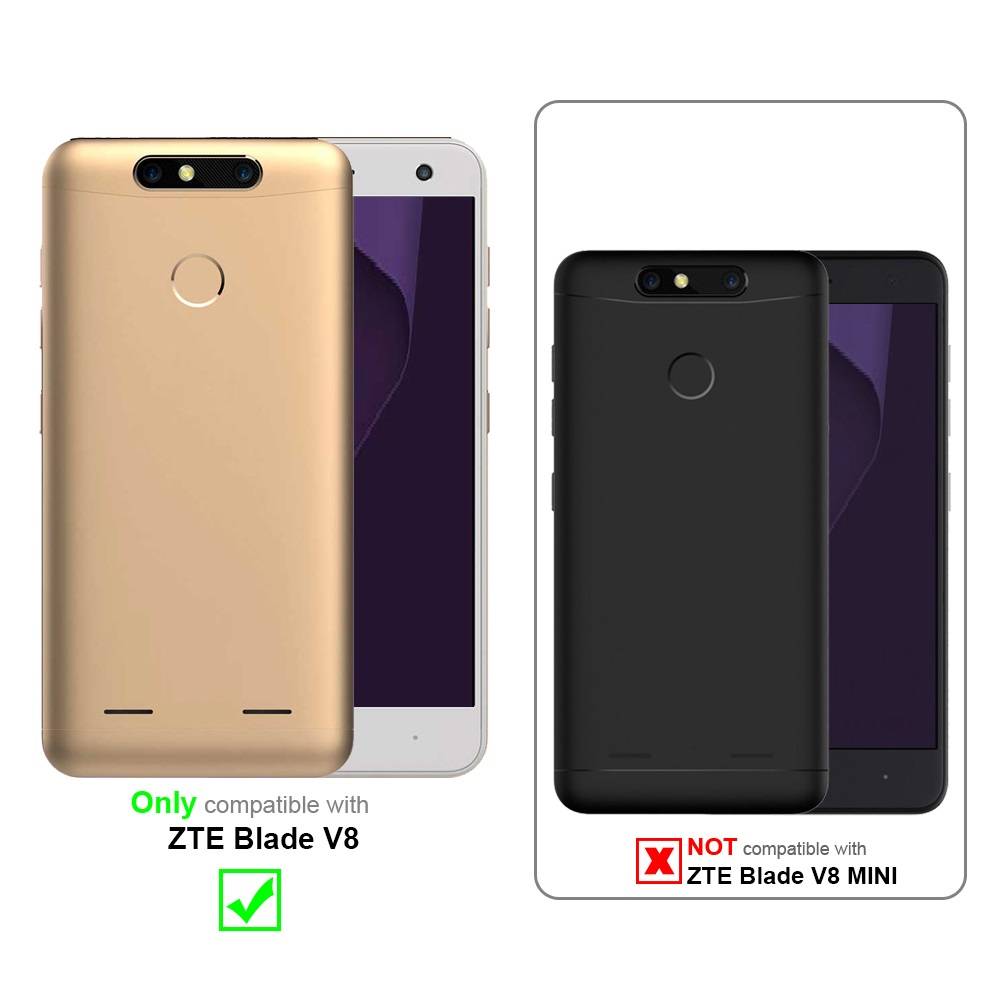 Cadorabo Hülle für ZTE Blade V8 Schutz Hülle in Braun Flip Etui Handyhülle Case Cover