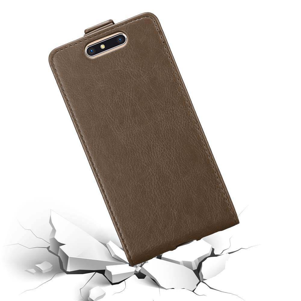 Cadorabo Hülle für ZTE Blade V8 Schutz Hülle in Braun Flip Etui Handyhülle Case Cover