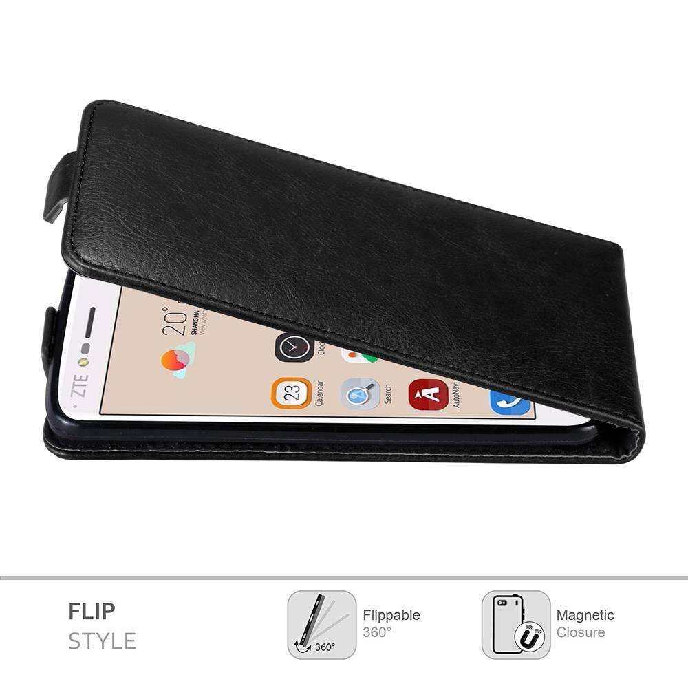 Cadorabo Hülle für ZTE Blade V8 Schutz Hülle in Schwarz Flip Etui Handyhülle Case Cover