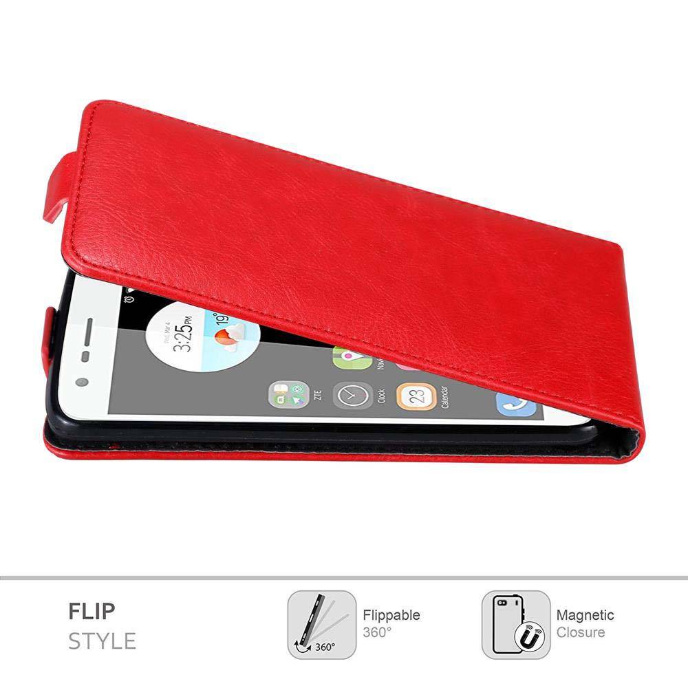 Cadorabo Hülle für ZTE Blade V8 MINI Schutz Hülle in Rot Flip Etui Handyhülle Case Cover