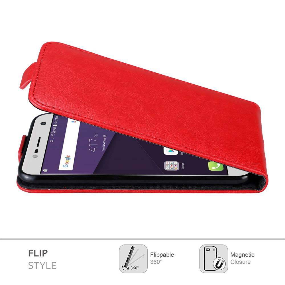 Cadorabo Hülle für ZTE Blade V8 MINI Schutz Hülle in Rot Flip Etui Handyhülle Case Cover