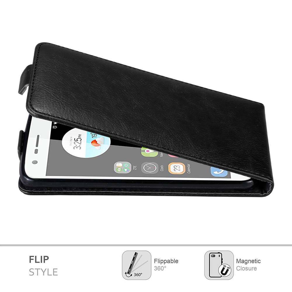 Cadorabo Hülle für ZTE Blade V8 MINI Schutz Hülle in Schwarz Flip Etui Handyhülle Case Cover