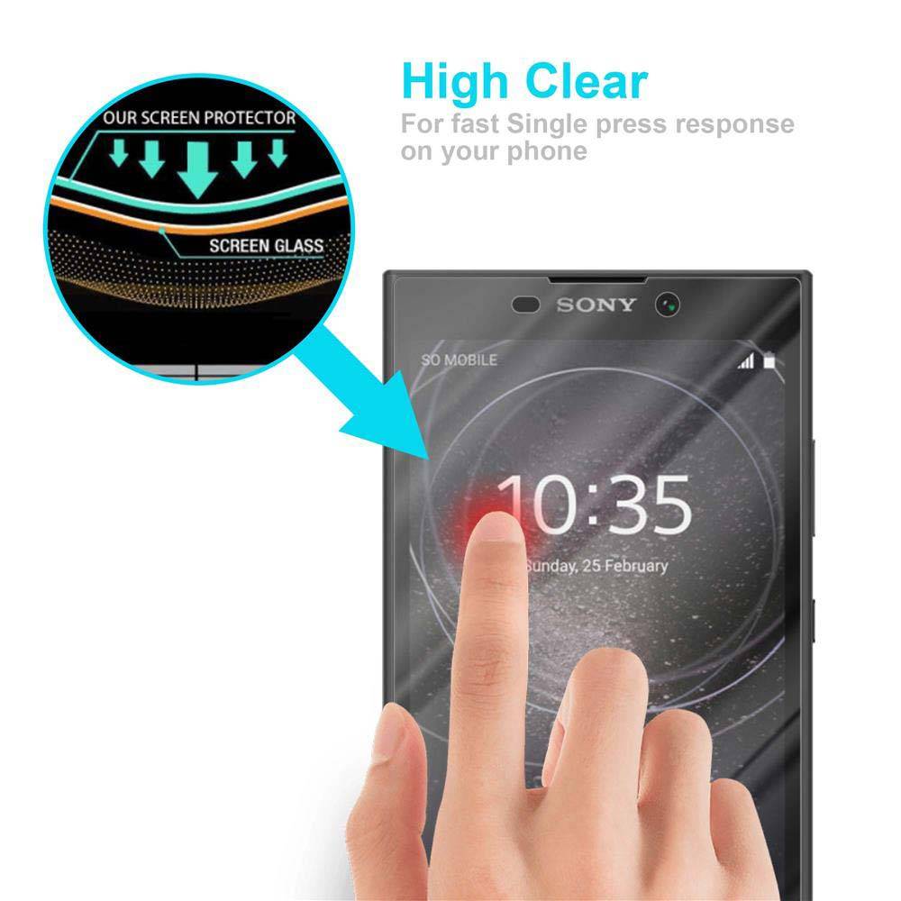 Cadorabo Panzer Folie für Sony Xperia L2 Schutzfolie in Transparent Gehärtetes Tempered Display-Schutzglas