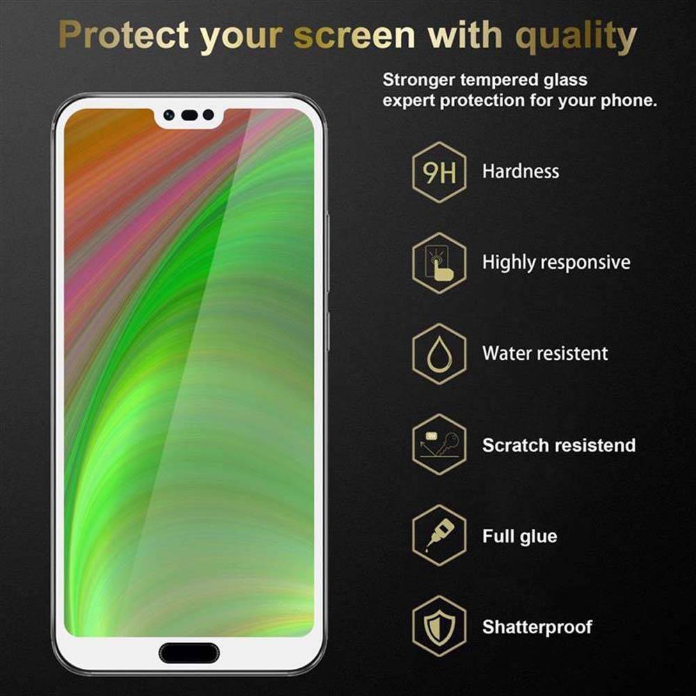 Cadorabo Panzerfolie für Honor 10 Schutzfolie in Weiß Vollbild Folie Tempered Display Schutzglas