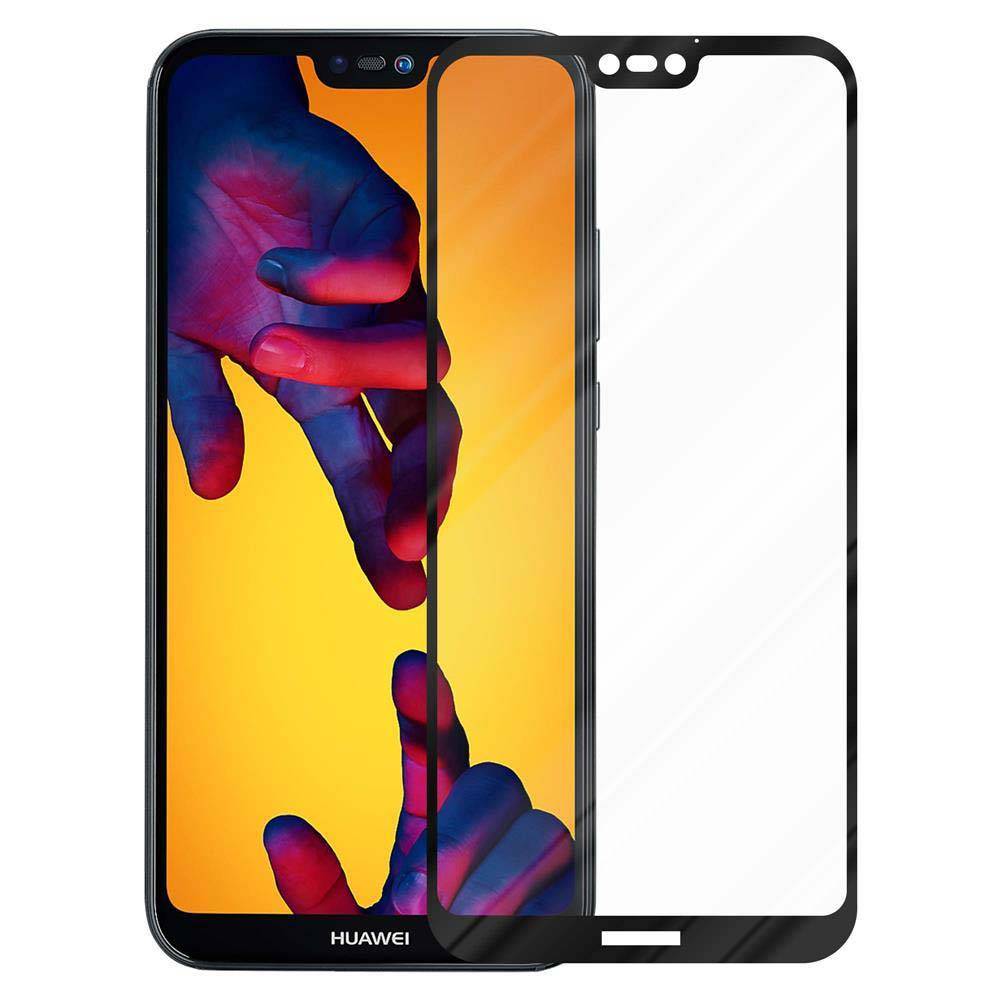 Cadorabo Panzerfolie für Huawei P20 LITE Schutzfolie in Schwarz Vollbild Folie Tempered Display Schutzglas