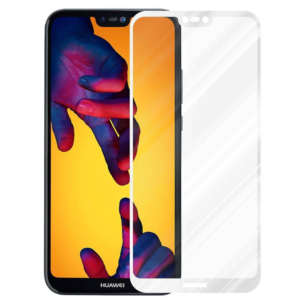 Cadorabo Panzerfolie für Huawei P20 LITE Schutzfolie in Weiß Vollbild Folie Tempered Display Schutzglas