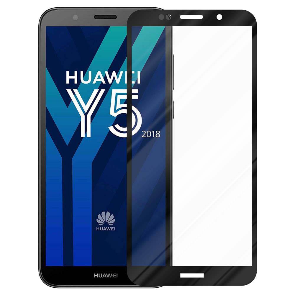 Cadorabo Panzerfolie für Huawei Y5 2018 Schutzfolie in Schwarz Vollbild Folie Tempered Display Schutzglas