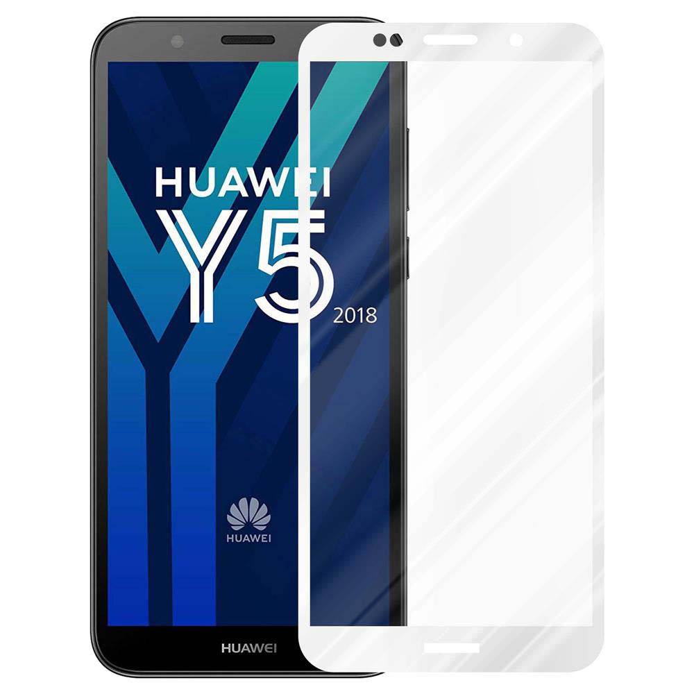 Cadorabo Panzerfolie für Huawei Y5 2018 Schutzfolie in Weiß Vollbild Folie Tempered Display Schutzglas