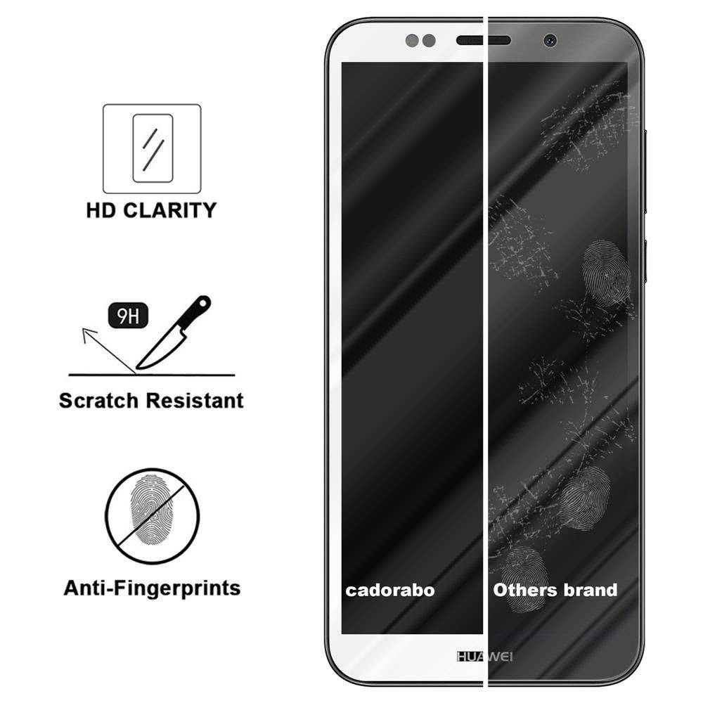 Cadorabo Panzerfolie für Huawei Y5 2018 Schutzfolie in Weiß Vollbild Folie Tempered Display Schutzglas