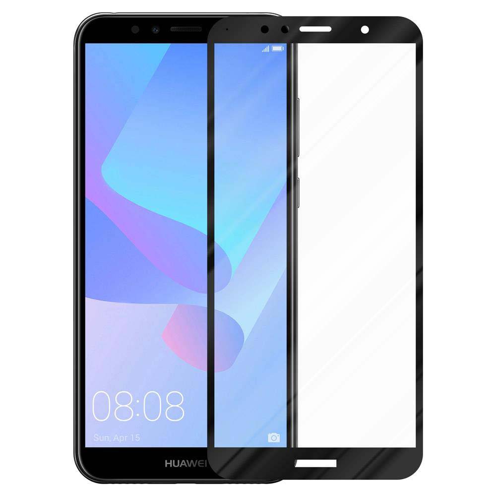 Cadorabo Panzerfolie für Huawei Y6 Prime 2018 Schutzfolie in Schwarz Vollbild Folie Tempered Display Schutzglas