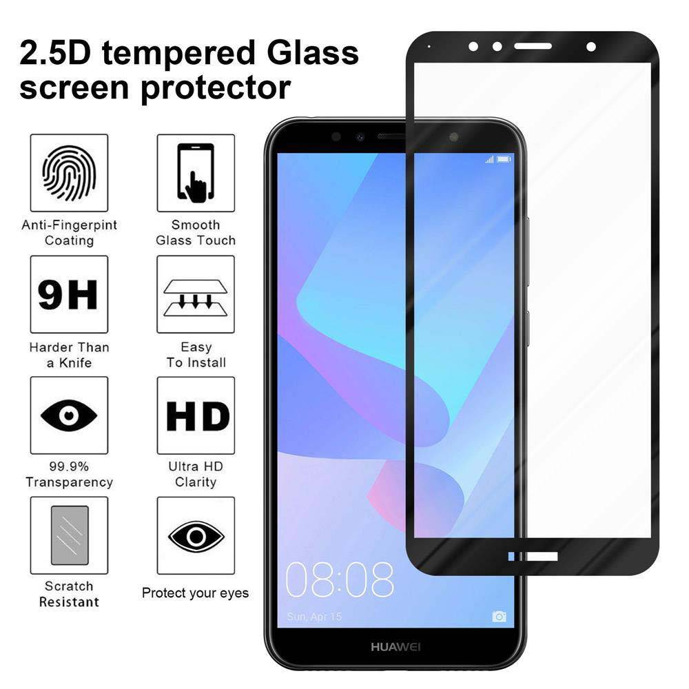 Cadorabo Panzerfolie für Huawei Y6 Prime 2018 Schutzfolie in Schwarz Vollbild Folie Tempered Display Schutzglas