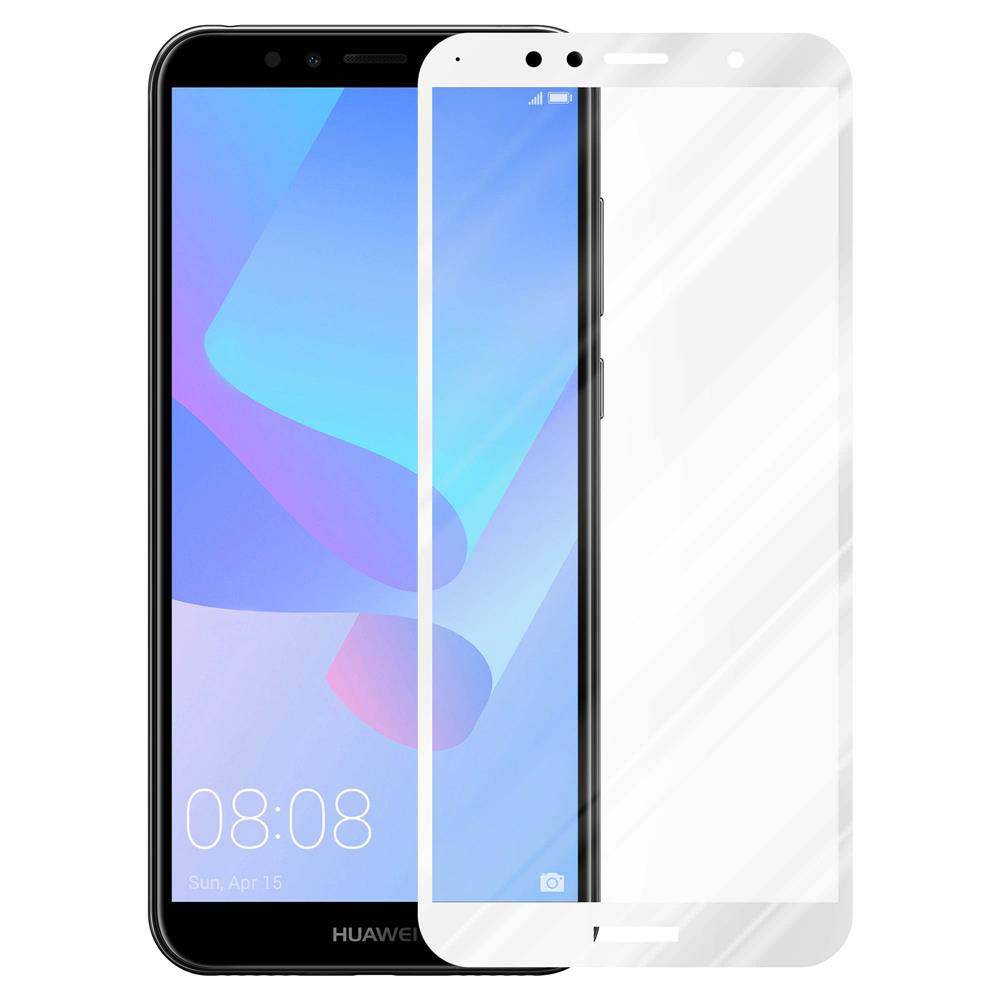 Cadorabo Panzerfolie für Huawei Y6 Prime 2018 Schutzfolie in Weiß Vollbild Folie Tempered Display Schutzglas
