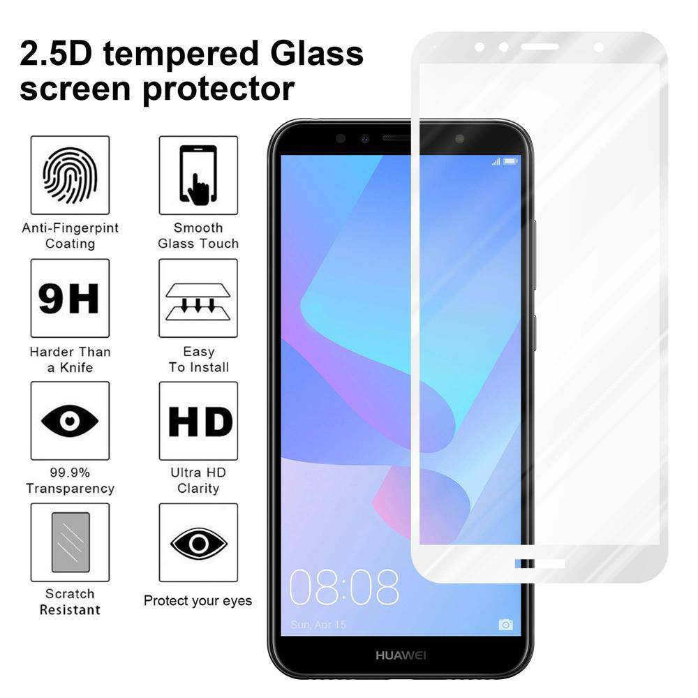 Cadorabo Panzerfolie für Huawei Y6 Prime 2018 Schutzfolie in Weiß Vollbild Folie Tempered Display Schutzglas