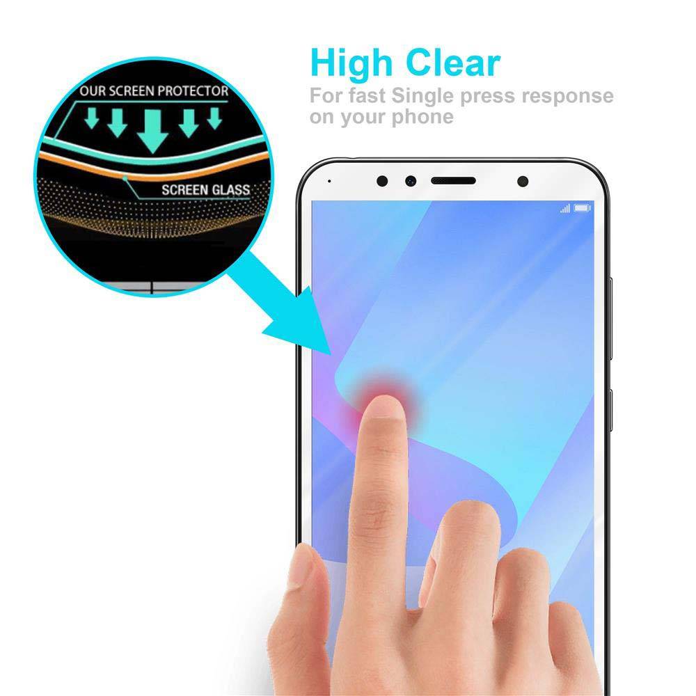 Cadorabo Panzerfolie für Huawei Y6 Prime 2018 Schutzfolie in Weiß Vollbild Folie Tempered Display Schutzglas
