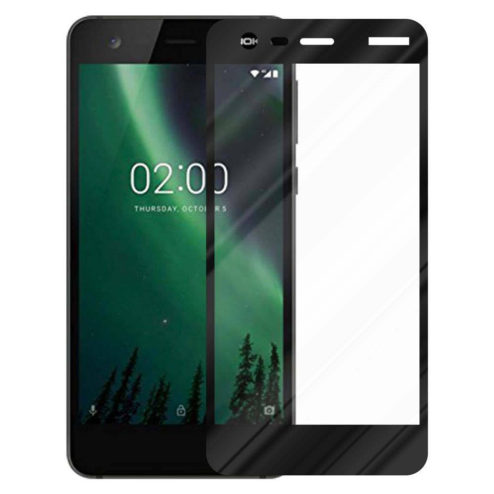 Cadorabo Panzerfolie für Nokia 2 2017 Schutzfolie in Schwarz Vollbild Folie Tempered Display Schutzglas