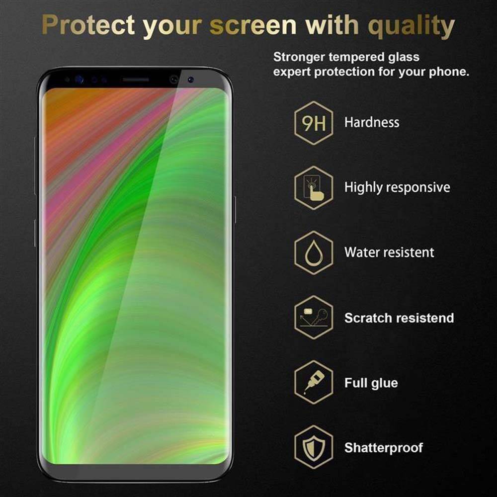 Cadorabo Panzerfolie für Samsung Galaxy S9 PLUS Schutzfolie in Schwarz Vollbild Folie Tempered Display Schutzglas