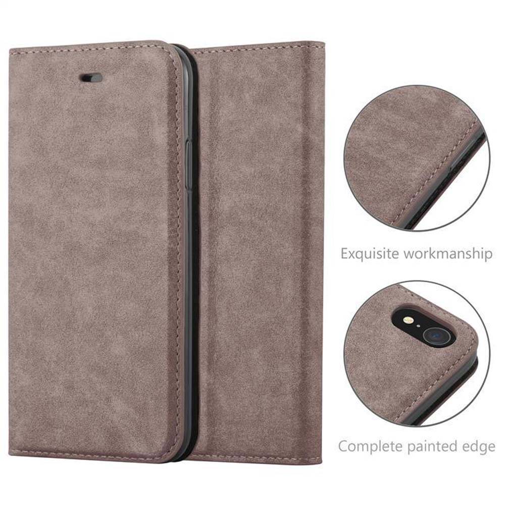 Cadorabo Hülle für Apple iPhone XR Schutz Hülle in Braun Handyhülle Etui Case Cover Magnetverschluss