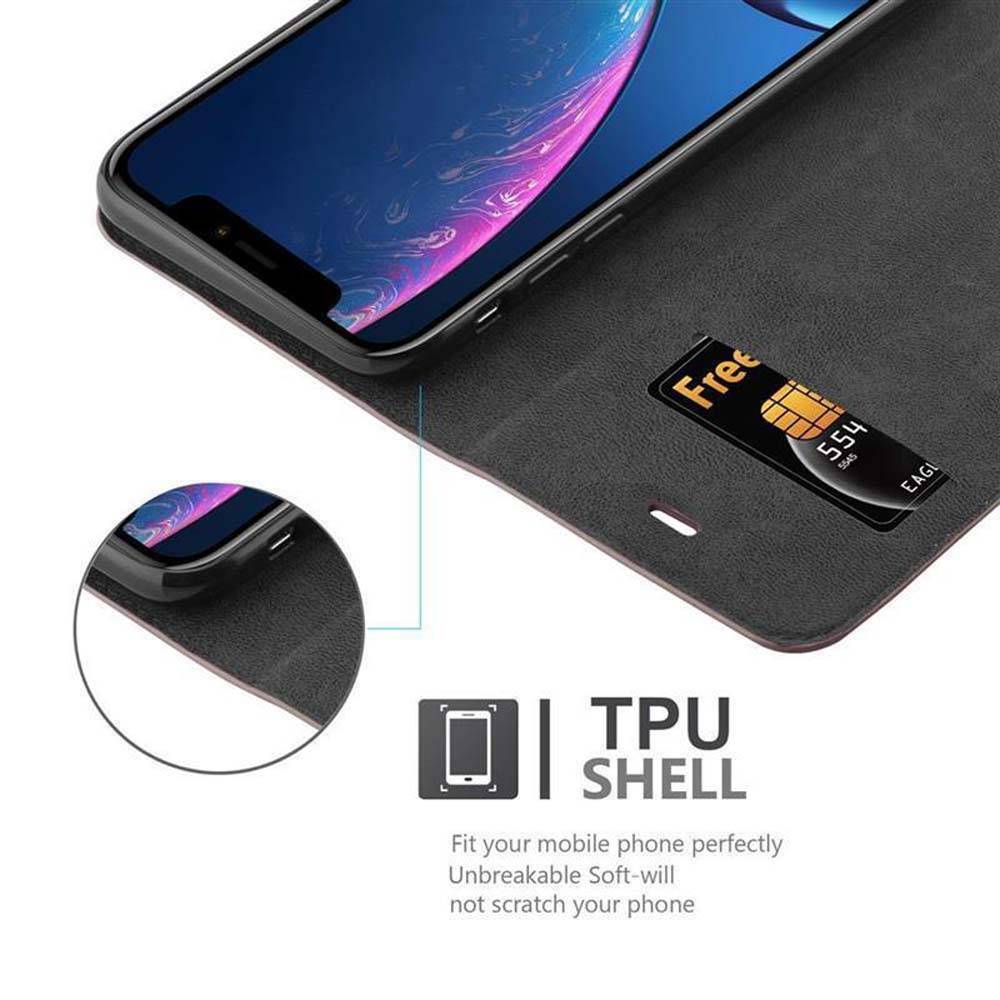 Cadorabo Hülle für Apple iPhone XR Schutz Hülle in Braun Handyhülle Etui Case Cover Magnetverschluss