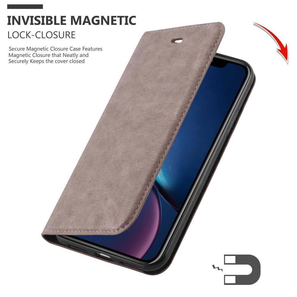 Cadorabo Hülle für Apple iPhone XR Schutz Hülle in Braun Handyhülle Etui Case Cover Magnetverschluss