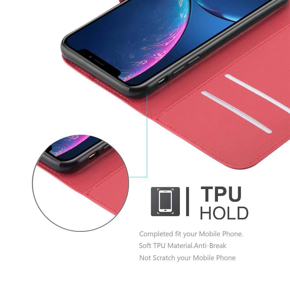 Cadorabo Hülle für Apple iPhone XR Schutz Hülle in Rot Handyhülle Etui Case Cover Magnetverschluss