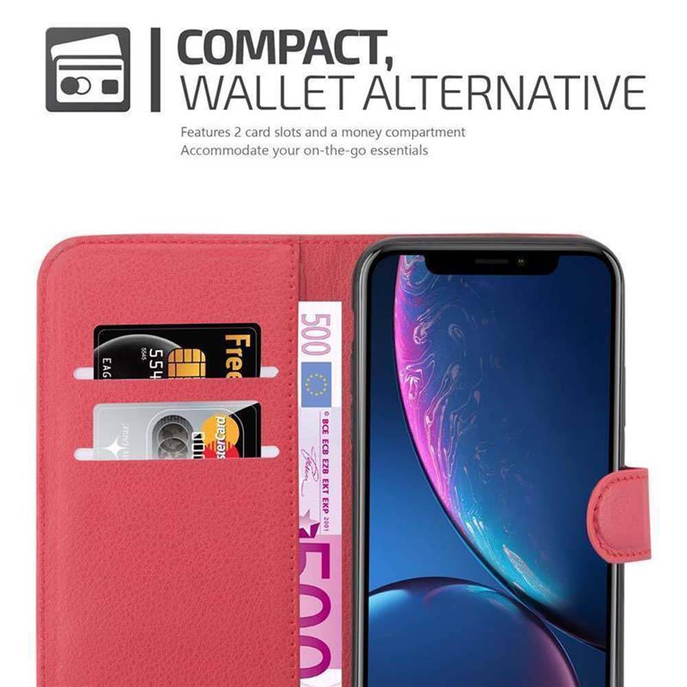 Cadorabo Hülle für Apple iPhone XR Schutz Hülle in Rot Handyhülle Etui Case Cover Magnetverschluss
