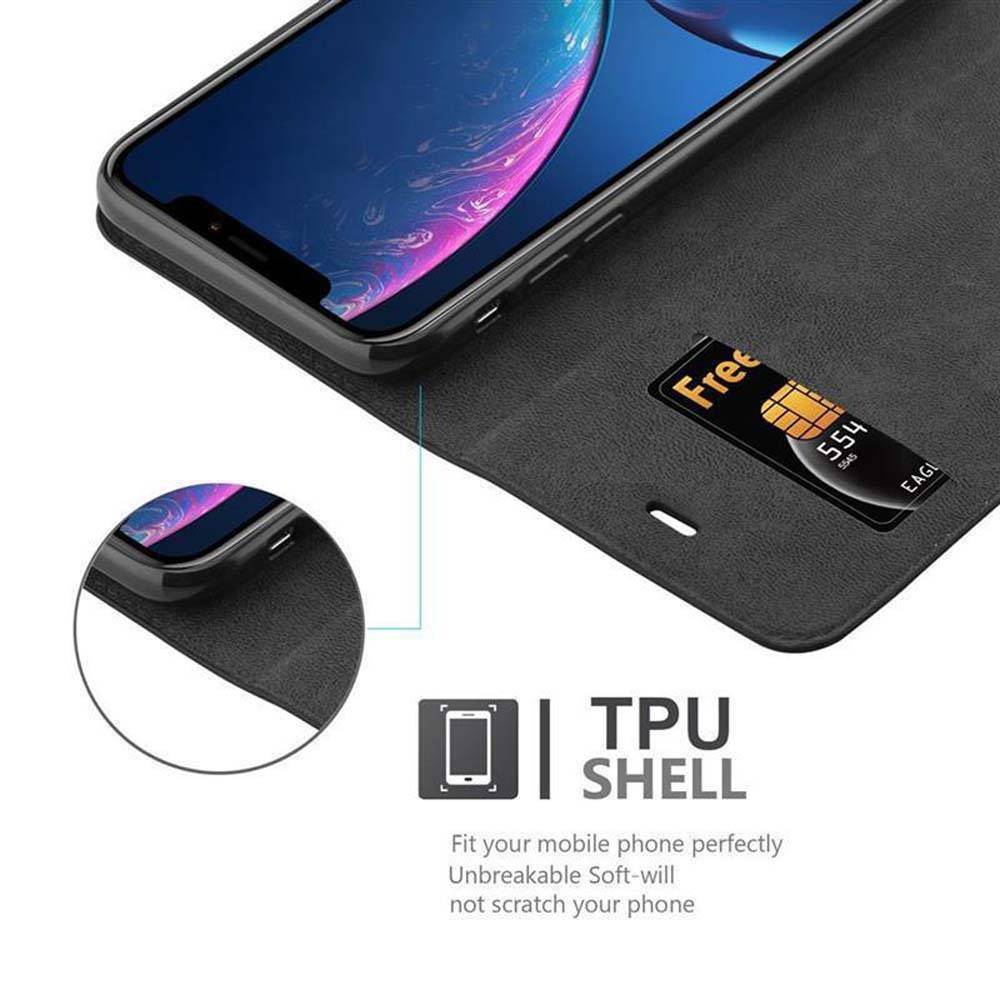 Cadorabo Hülle für Apple iPhone XR Schutz Hülle in Schwarz Handyhülle Etui Case Cover Magnetverschluss